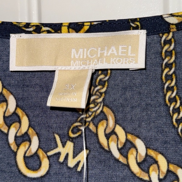 Michael Kors Black and Gold Chain Print Blouse New Plus 3x - Picture 5 of 13
